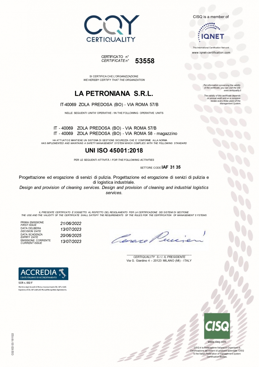 UNI ISO 45001:2018