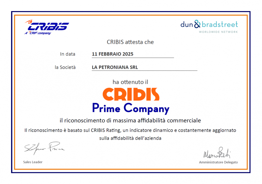 Solidità finanziaria petroniana group  cribis prime company